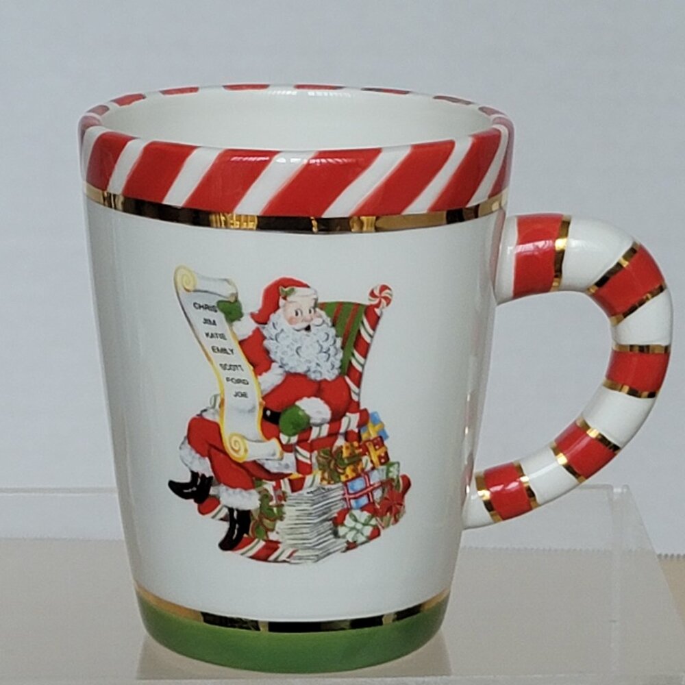 Christopher Radko Letters To Santa List Christmas Red Green Ironstone Mug 8 oz